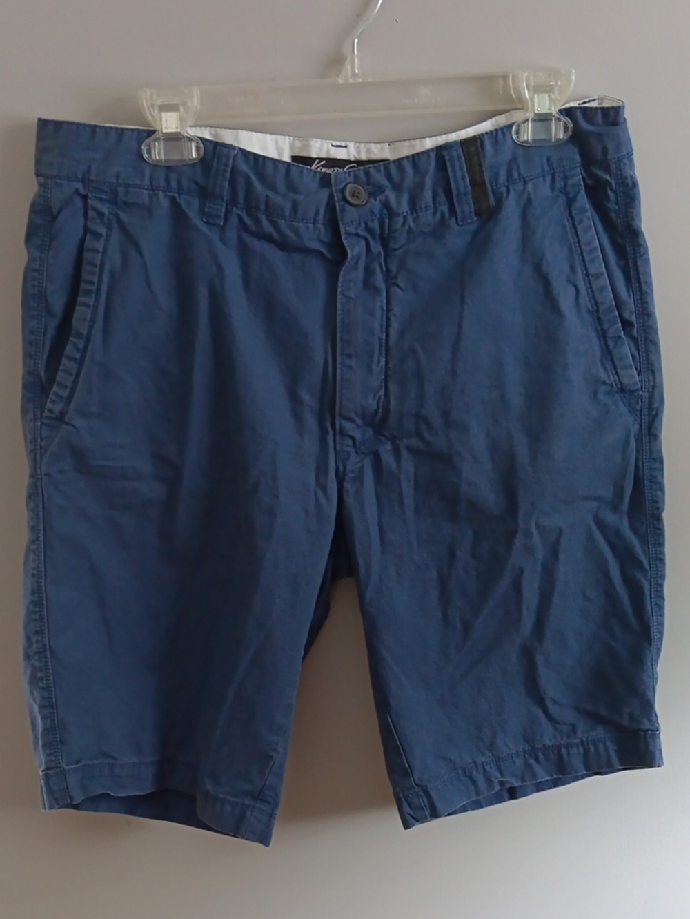 Kenneth Cole New York Slate Blue Flat-Front Cotton Shorts - 34